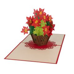 Carte 3D Pop-up Poinsettia rouge