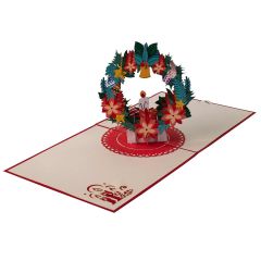 Carte 3D Pop-up Couronne de l'Avent avec bougie rouge 
