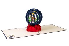 3D Pop-up-Karte Schneekugel blau