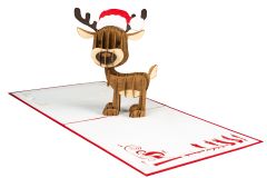 3D Pop-up-Karte Rentier Merry Christmas rot