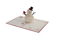 3D Pop-up-Karte Schneemann rot