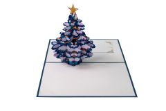 3D Pop-up-Karte Winterbaum blau