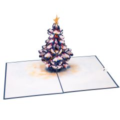 Carte 3D Pop-up Arbre d'hiver bleu

