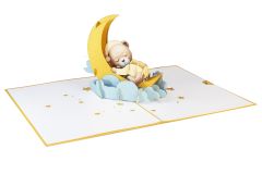 3D Pop-up-Karte Bärchen auf Mond gold