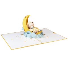 3D Pop-up-Karte Bärchen auf Mond gold