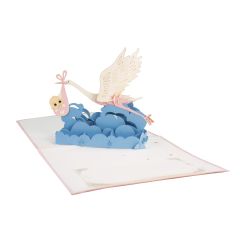 ACTION **Carte 3D Pop-up Cigogne rose