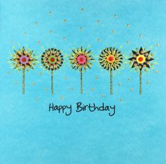 **Handpainted Jaab-Karte Birthday Sparkle Happy Birthday ass. in versch. Farben