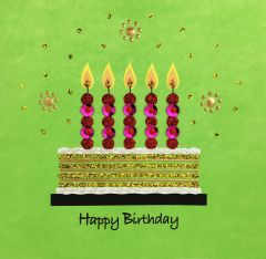 **Handpainted Jaab-Karte Birthday Cake ass. in versch. Farben