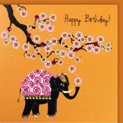 **Handpainted Jaab-Karte Thai Elephant Happy Birthday ass. in versch. Farben