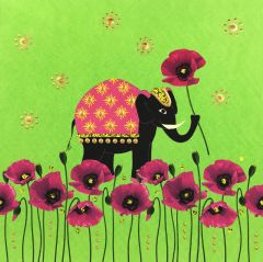 **Handpainted Jaab-Karte Elephant Poppies ass. in versch. Farben