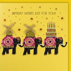 Carte peinte Birthday Elephants Birthday wishes for you  assorties dans différentes couleurs