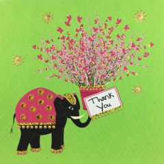 **Handpainted Jaab-Karte Elefant Thank you ass. in versch. Farben