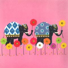 **Handpainted Jaab-Karte Elephant with wildflower ass. in versch. Farben