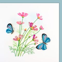 Quilling-Karte Blumen und Schmetterlinge