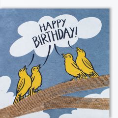 Organic Paper Card singende Vögel Happy Birthday