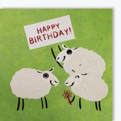Organic Paper Card Moutons Joyeux anniversaire