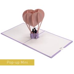 3D Pop-up-Karte Mini Heissluftballon lila