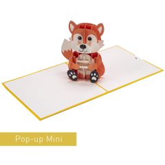 3D Pop-up-Karte Mini Fuchs Happy Birthday gelb