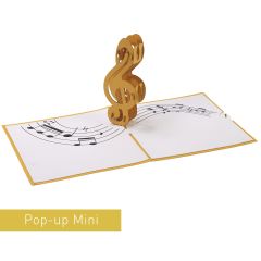 3D Pop-up-Karte Mini Notenschlüssel gold