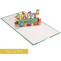 3D Pop-up-Karte Mini Happy Birthday lila