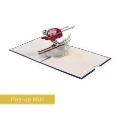 3D Pop-up Karte Mini Skifahrer rot
