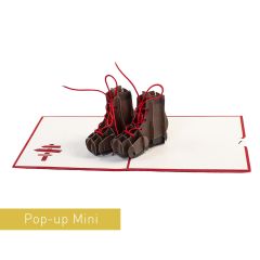 3D Pop-up Karte Mini Wanderschuhe rot