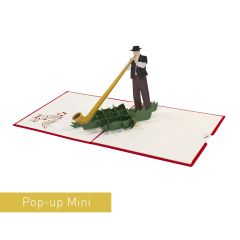 3D Pop-up Karte Mini Alphornbl&auml;ser rot