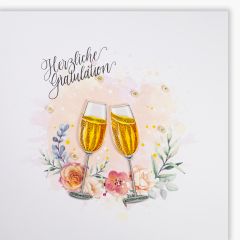 Quilling-Karte Premium Gläser Herzliche Gratulation