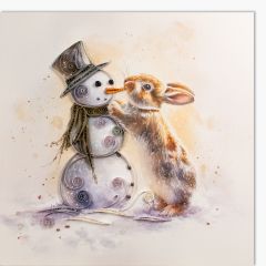 Quilling-Karte Premium Schneemann und Hase