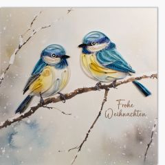 Quilling-Karte Premium Blaumeise Frohe Weihnachten