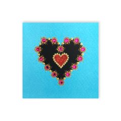 **Handpainted Jaab-Karte klein glitzerndes Herz ass. in versch. Farben