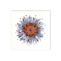 **Handpainted Jaab-Karte klein Silver Sunflower