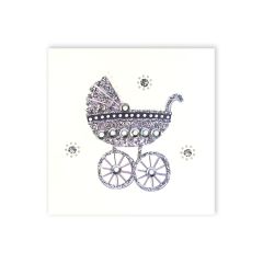**Handpainted Jaab-Karte klein Baby carriage