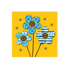 **Handpainted Jaab-Karte klein 3 Flower ass. in versch. Farben