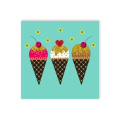 **Handpainted Jaab-Karte klein 3 Ice Creams ass. in versch. Farben