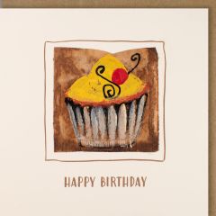 Carte tea bag carrée Cupcake Happy Birthday