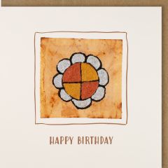Tea Bag-Karte quadratisch Blume 1 Happy Birthday