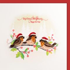 Quilling-Karte singende Rotkehlchen Merry Christmas