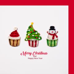 Quilling-Karte Cupcake Merry Christmas and a happy new Year