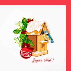 Quilling-Karte Xmas Vogelhäuschen Joyeux Noël 