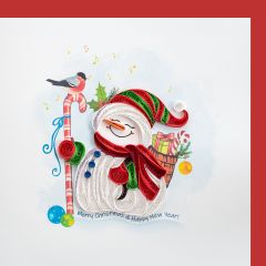 Quilling-Karte Schneemann mit Geschenkkorb Merry Christmas