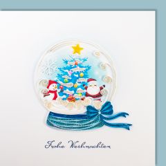 Quilling-Karte Schneekugel Frohe Weihnachten