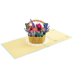 ACTION **Carte 3D Pop-up Panier de fleurs turquoise