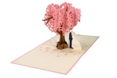 3D Pop-up-Karte Hochzeitspaar unter Herzbaum